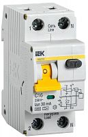 Выключатель автоматический дифференциального тока 2п (1P+N) C 16А 30мА тип A 6кА АВДТ-32 IEK MAD22-5-016-C-30 в Максэлектро