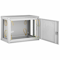 Настенный разборный шкаф TLK 19", 12U, перфорированная дверь, Ш600хВ569хГ600мм, 2 пары монтажных направляющих, серый в Максэлектро
