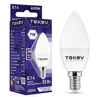 Лампа светодиодная 7Вт С37 4000К Е14 176-264В TOKOV ELECTRIC TKE-C37-E14-7-4K в Максэлектро