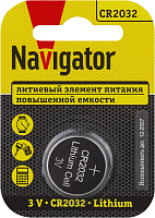 Элемент питания литиевый CR2032 93 823 NBT-CR2032-BP1 (блист.1шт) NAVIGATOR 93823 в Максэлектро