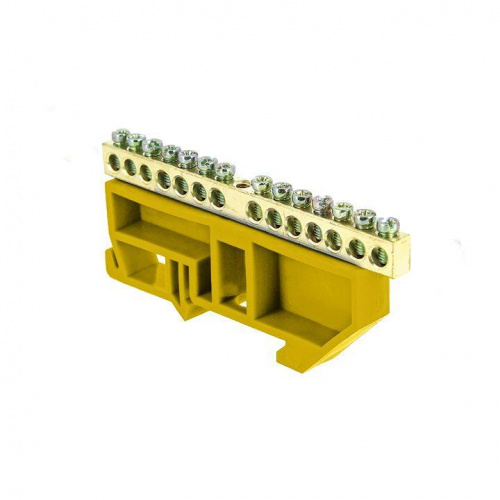 Шина нулевая N 6х9 14 отверстий желтый изолятор на DIN-рейку латунь PROxima EKF sn0-63-14-dz в Максэлектро