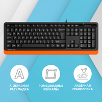 Клавиатура A4Tech Fstyler FKS10 черный/оранжевый USB в Максэлектро