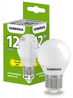 Лампа светодиодная G45 12Вт шар 3000К E27 230В GENERICA LL-G45-12-230-30-E27-G в Максэлектро
