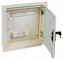 Шкаф сетевой LINEA R 400х400мм мультимедиа стекл. бел. RAL9016 ITK LR16-4H41-G в Максэлектро
