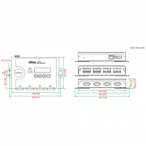 NPort 5430 4-портовый асинхронный сервер RS-422/485 в Ethernet MOXA в Максэлектро