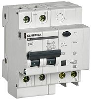 Выключатель автоматический дифференциального тока 2п 63А 30мА АД12 GENERICA MAD15-2-063-C-030 в Максэлектро