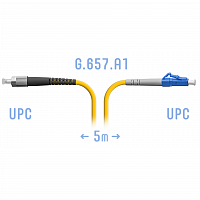 Патчкорд оптический SNR-PC-FC/UPC-LC/UPC-A SM 5 м, сверхгибкое волокно в Максэлектро