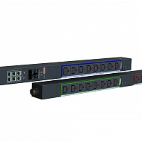 Блок розеток интеллектуальный: Ethernet, 0U, 230V, 32A, in: IEC309, out: (24) С13 с фиксацией кабелей в Максэлектро