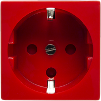 Розетка электрическая 2К+З, с защитными шторками(красный) в Максэлектро