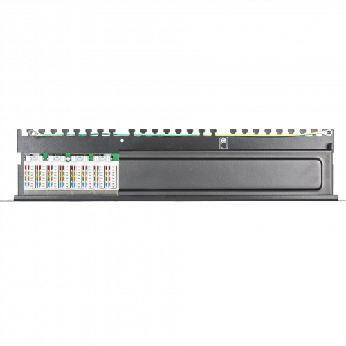 Коммутационная панель NETLAN 19", 1U, 24 порта, Кат.5e (Класс D), 100МГц, RJ45/8P8C, 110/KRONE, T568A/B, экранированная, черная в Максэлектро
