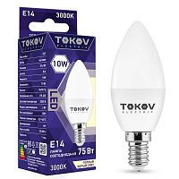 Лампа светодиодная 10Вт С37 3000К Е14 176-264В TOKOV ELECTRIC TKE-C37-E14-10-3K в Максэлектро