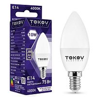 Лампа светодиодная 10Вт С37 4000К Е14 176-264В TOKOV ELECTRIC TKE-C37-E14-10-4K в Максэлектро
