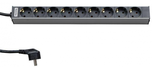 Блок розеток SHT19-9SH-2.5EU для шкафов 19дюйм горизонт. 9 универс. розеток 16А шнур 2.5м Hyperline 26449 в Максэлектро
