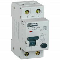 Выключатель автоматический дифференциального тока 2п C 16А 30мА тип AC 4.5кА АВДТ 32 C16 GENERICA MA в Максэлектро