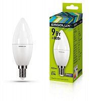 Лампа светодиодная LED-C35-9W-E14-6К Свеча 9Вт E14 6500К 172-265В Ergolux 13169 в Максэлектро