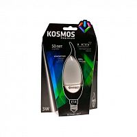 Лампа светодиодная KOSMOS premium 3Вт свеча на ветру E14 230В 4500К Космос KLED3wCW230vE1445 в Максэлектро