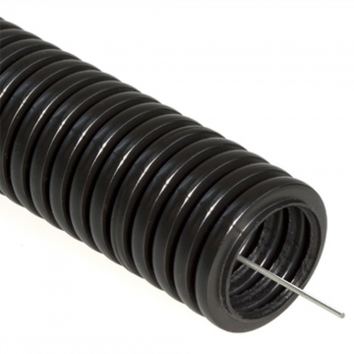 Труба гофрированная ПВХ легкая черная с/з д20 (100 м) (PR01.0055) в Максэлектро