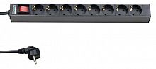 Блок розеток 8-м 16А SHT19-8SH-S-2.5EU горизонт. с выкл. шнур 2.5м Hyperline 26450 в Максэлектро
