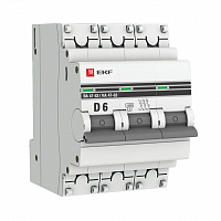Выключатель автоматический модульный 3п D 6А 4.5кА ВА 47-63 PROxima EKF mcb4763-3-06D-pro в Максэлектро