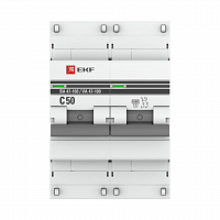 Выключатель автоматический модульный 2п C 50А 10кА ВА 47-100 PROxima EKF mcb47100-2-50C-pro в Максэлектро