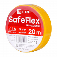 Изолента ПВХ 19мм (рул.20м) желт. SafeFlex EKF plc-iz-sf-y в Максэлектро