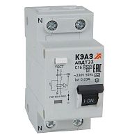 Выключатель автоматический дифференциального тока 2п C 25А 30мА тип AC 4.5кА АВДТ32-22C25-AC УХЛ4 КЭАЗ 318363 в Максэлектро