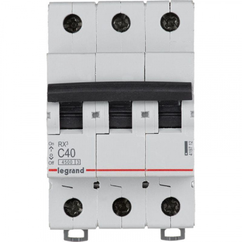 Выключатель автоматический модульный 3п C 40А 4.5кА RX3 Leg 419712 в Максэлектро