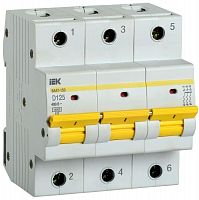 Выключатель автоматический модульный 3п D 125А 15кА ВА47-150 KARAT IEK MVA50-3-125-D в Максэлектро