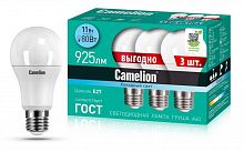 Лампа светодиодная LED11-A60-3/845/E27 11Вт 220В ПРОМО (уп.3шт) Camelion 14711 в Максэлектро