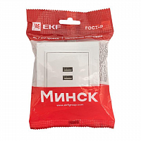 Розетка USB 2-м СП Минск 2.1А бел. EKF ERR-2USB-100 в Максэлектро