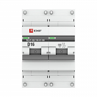 Выключатель автоматический модульный 2п D 16А 10кА ВА 47-100 PROxima EKF mcb47100-2-16D-pro в Максэлектро
