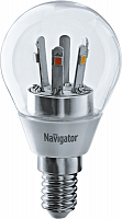 Лампа светодиодная 71 294 NLL-G45-5-230-2.7K-E14-CL 5Вт шар 2700К тепл. бел. E14 350лм 176-264В Navigator 71294 в Максэлектро