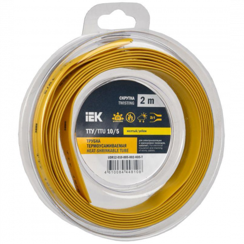 Трубка термоусадочная ТТУ нг-LS 10/5 желт. (уп.2м) IEK UDR12-010-005-002-K05-T в Максэлектро