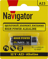 Элемент питания алкалиновый A23 93 829 NBT-NE-A23-BP1 для пультов сигнализаций (блист.1шт) NAVIGATOR 93829 в Максэлектро