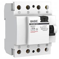 Выключатель дифференциального тока (УЗО) 4п 63А 30мА тип AC Basic электрон.EKF elcb-4-63-30e-sim в Максэлектро