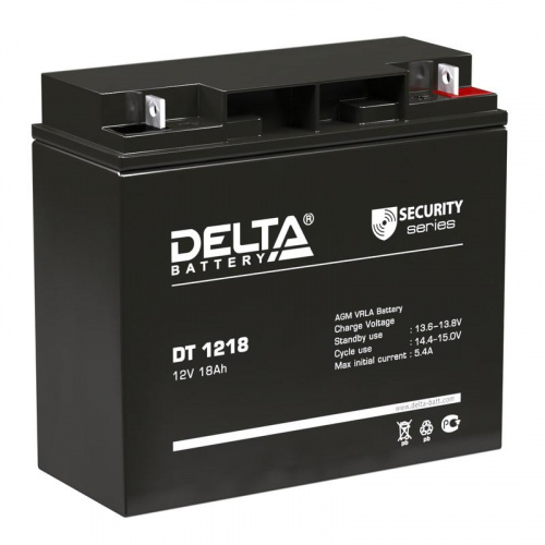 Аккумулятор ОПС 12В 18А.ч Delta DT 1218 в Максэлектро