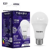 Лампа светодиодная 15Вт А60 4000К Е27 176-264В TOKOV ELECTRIC TKE-A60-E27-15-4K в Максэлектро