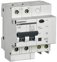 Выключатель автоматический дифференциального тока 2п 63А 100мА АД12 GENERICA MAD15-2-063-C-100 в Максэлектро