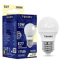 Лампа светодиодная 10Вт G45 3000К Е27 176-264В TOKOV ELECTRIC TKE-G45-E27-10-3K в Максэлектро