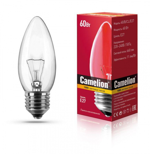 Лампа накаливания MIC B CL 60Вт E27 Camelion 9871 в Максэлектро