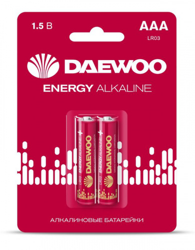 Элемент питания алкалиновый AAA/LR03 1.5В Energy Alkaline 2021 BL-2 (уп.2шт) DAEWOO 5029873 в Максэлектро