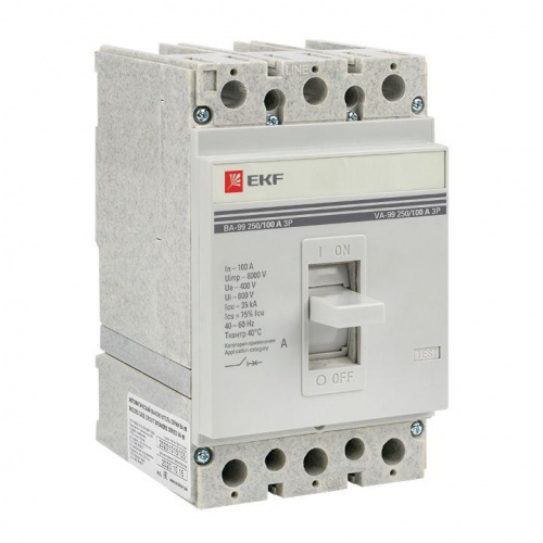 Выключатель автоматический 3п 250/100А 35кА ВА-99 PROxima EKF mccb99-250-100 в Максэлектро