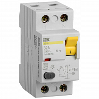 Выключатель дифференциального тока (УЗО) 2п 32А 30мА тип AC ВД1-63 IEK MDV10-2-032-030 в Максэлектро