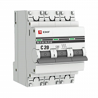 Выключатель автоматический модульный 3п C 20А 4.5кА ВА 47-63 PROxima EKF mcb4763-3-20C-pro в Максэлектро