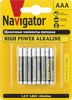Элемент питания алкалиновый AAA/LR03 94 751 NBT-NE-LR03-BP4 (блист.4шт) Navigator 94751 в Максэлектро
