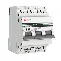 Выключатель автоматический модульный 3п C 6А 4.5кА ВА 47-63 PROxima EKF mcb4763-3-06C-pro в Максэлектро