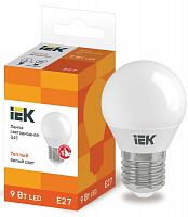 Лампа светодиодная ECO G45 9Вт шар 3000К E27 230В IEK LLE-G45-9-230-30-E27 в Максэлектро