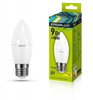 Лампа светодиодная LED-C35-9W-E27-3К Свеча 9Вт E27 3000К 172-265В Ergolux 13170 в Максэлектро