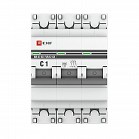 Выключатель автоматический модульный 3п C 1А 4.5кА ВА 47-63 PROxima EKF mcb4763-3-01C-pro в Максэлектро