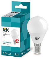 Лампа светодиодная Eco G45 5Вт шар 4000К нейтр. бел. E14 450лм 230-240В IEK LLE-G45-5-230-40-E14 в Максэлектро